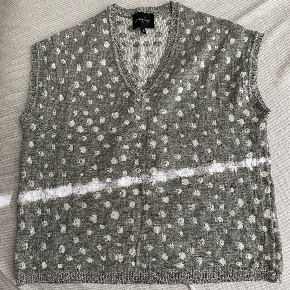 Rachel Comey Silver Metallic Polka Dot Sweater Vest Wool blend Small Medium S M